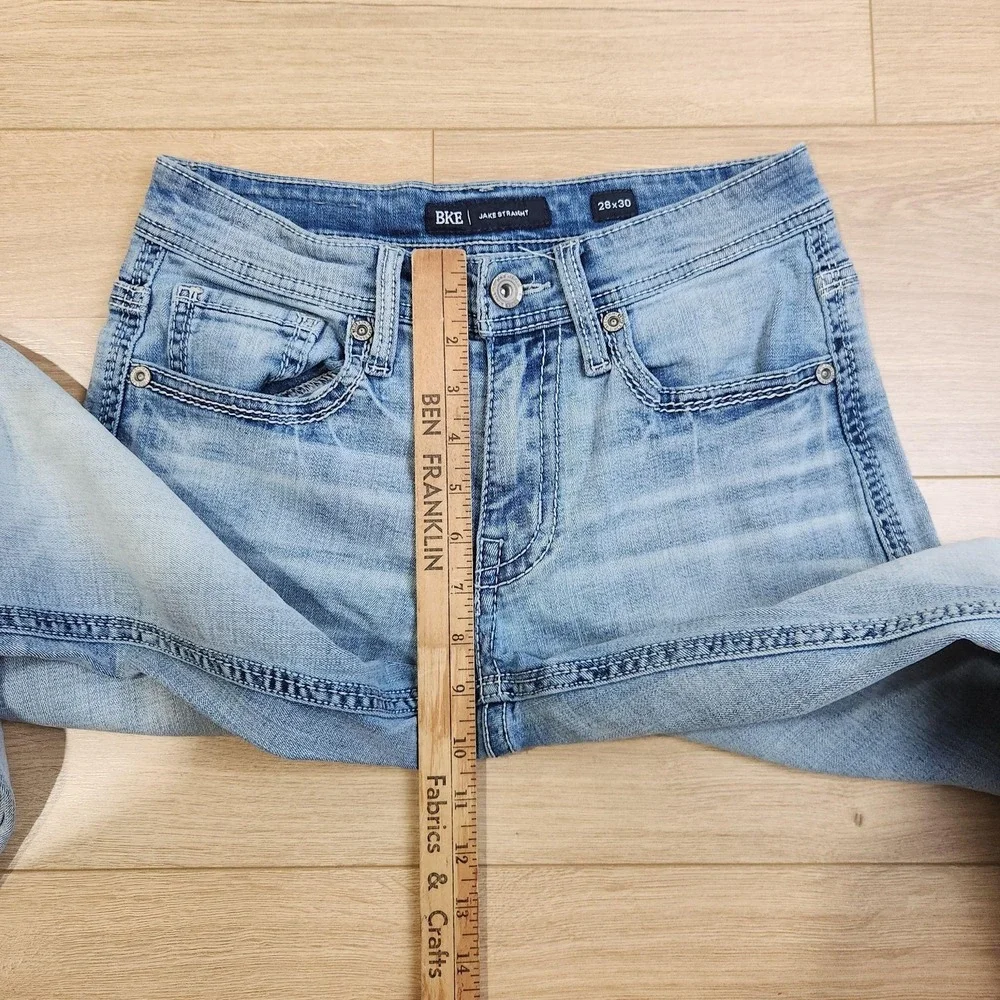 BKE Jake Straight Jeans Mens 28x30 Blue Light Wash Stretch Denim